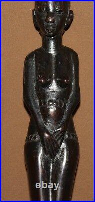 Vintage Hand Carved Wood African Nude Woman Figurine