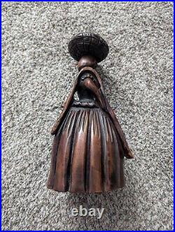 Vintage Hand Carved Wood Art Hand Sculpture Woman Basket