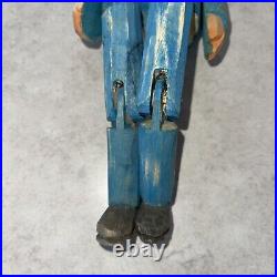 Vintage Hand Carved Wood Carving Boat Captain Sailor Man Moveable Arms Legs 11