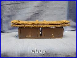 Vintage Hand Carved Wood Dogs Americana Folkart Wooden Desk Caddy