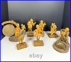 Vintage Hand Carved Wood German Hobo Band Musician Figurines Complete Set of 6