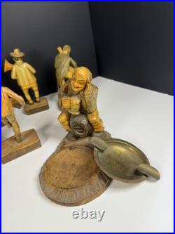 Vintage Hand Carved Wood German Hobo Band Musician Figurines Complete Set of 6