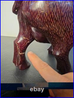 Vintage Hand Carved Wood Water Buffalo Figurine Mid Century Asian Art Sculpture