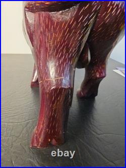Vintage Hand Carved Wood Water Buffalo Figurine Mid Century Asian Art Sculpture