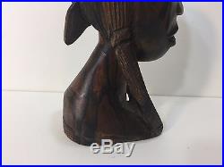 Vintage Hand Carved Wood Woman Sculpture African Art Head Statue Figure Bust
