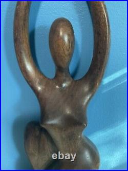 Vintage Hand Carved Wood Woman Sculpture Art Nude Woman Figure MCM Teak