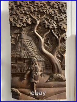 Vintage Hand Carved Wood Work /one Solid Piece Of Wood