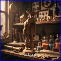 Vintage Hand-Carved Wooden Andean Musician Pan Flute Player Statue (9.5)