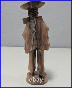 Vintage Hand-Carved Wooden Andean Musician Pan Flute Player Statue (9.5)