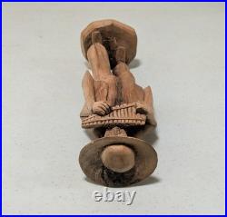Vintage Hand-Carved Wooden Andean Musician Pan Flute Player Statue (9.5)