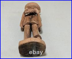 Vintage Hand-Carved Wooden Andean Musician Pan Flute Player Statue (9.5)