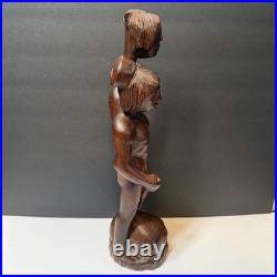 Vintage Hand Carved Wooden Figure Headhunter Holding Head
