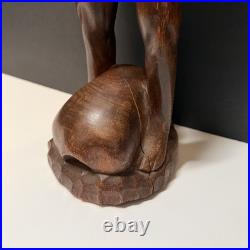 Vintage Hand Carved Wooden Figure Headhunter Holding Head