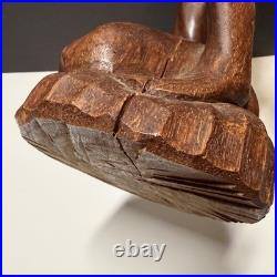 Vintage Hand Carved Wooden Figure Headhunter Holding Head