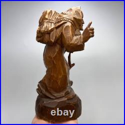 Vintage Hand Carved Wooden Figurine Old Woman Folk Art Statue Decor 8.2