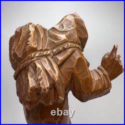 Vintage Hand Carved Wooden Figurine Old Woman Folk Art Statue Decor 8.2