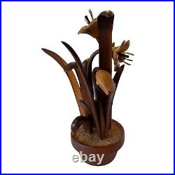 Vintage Hand Carved Wooden Flower Sculpture by Jeffrey Lindley Briggs Vintage Hand Carved Wooden Flower Sculpture by Jeffrey Lindley Briggs