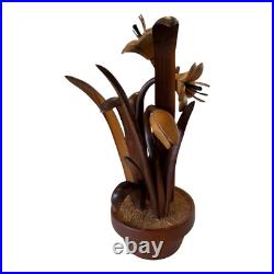 Vintage Hand Carved Wooden Flower Sculpture by Jeffrey Lindley Briggs Vintage Hand Carved Wooden Flower Sculpture by Jeffrey Lindley Briggs