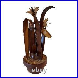 Vintage Hand Carved Wooden Flower Sculpture by Jeffrey Lindley Briggs Vintage Hand Carved Wooden Flower Sculpture by Jeffrey Lindley Briggs
