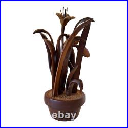 Vintage Hand Carved Wooden Flower Sculpture by Jeffrey Lindley Briggs