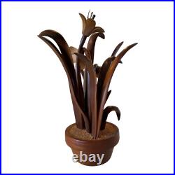 Vintage Hand Carved Wooden Flower Sculpture by Jeffrey Lindley Briggs