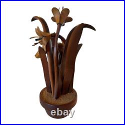 Vintage Hand Carved Wooden Flower Sculpture by Jeffrey Lindley Briggs