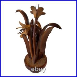Vintage Hand Carved Wooden Flower Sculpture by Jeffrey Lindley Briggs