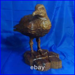 Vintage Hand Carved Wooden Statue Bird Gull Sculpture Figurine 14-1/2