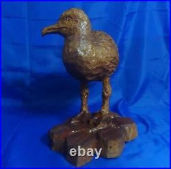 Vintage Hand Carved Wooden Statue Bird Gull Sculpture Figurine 14-1/2