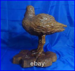 Vintage Hand Carved Wooden Statue Bird Gull Sculpture Figurine 14-1/2