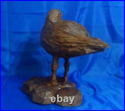 Vintage Hand Carved Wooden Statue Bird Gull Sculpture Figurine 14-1/2