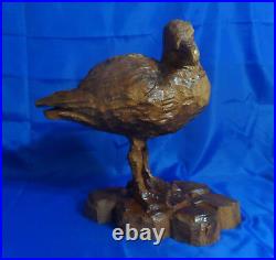 Vintage Hand Carved Wooden Statue Bird Gull Sculpture Figurine 14-1/2