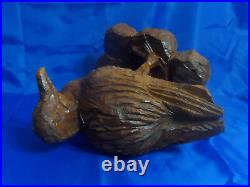 Vintage Hand Carved Wooden Statue Bird Gull Sculpture Figurine 14-1/2