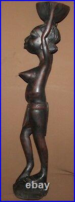 Vintage Hand Carving Wood African Nude Woman Statuette