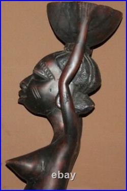 Vintage Hand Carving Wood African Nude Woman Statuette