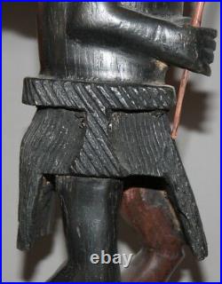 Vintage Hand Carving Wood African Warrior Statuette