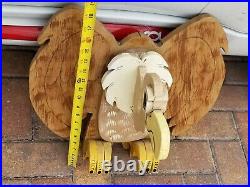 Vintage Hand Painted Carved 3D Wooden Vulture Bird Sculpture One Of A Kind