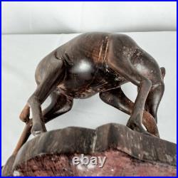 Vintage Handcraft Curved Wood Mama Baby Calf Deer Sculpture Size 10L x 9W Vintage Handcraft Curved Wood Mama Baby Calf Deer Sculpture Size 10L x 9W