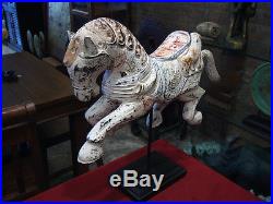 Vintage Horse Jump New Wood Carving Statue Sculpture Figure Home Art Decor gtahy