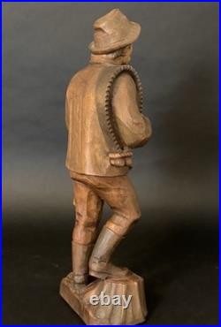 Vintage Hungarian Zoltan Szabo Hand Carved Wood Folk Art Man with Ax & Saw 16