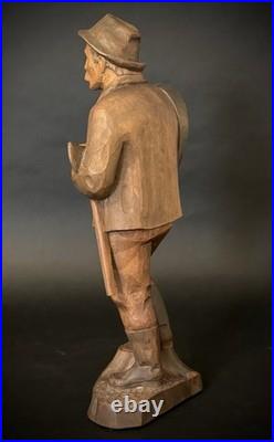 Vintage Hungarian Zoltan Szabo Hand Carved Wood Folk Art Man with Ax & Saw 16