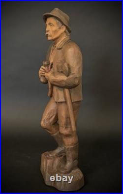 Vintage Hungarian Zoltan Szabo Hand Carved Wood Folk Art Man with Ax & Saw 16