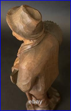 Vintage Hungarian Zoltan Szabo Hand Carved Wood Folk Art Man with Ax & Saw 16