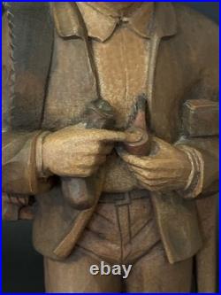 Vintage Hungarian Zoltan Szabo Hand Carved Wood Folk Art Man with Ax & Saw 16
