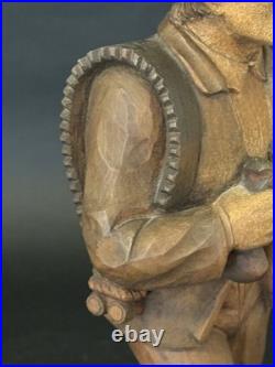 Vintage Hungarian Zoltan Szabo Hand Carved Wood Folk Art Man with Ax & Saw 16