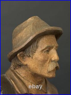 Vintage Hungarian Zoltan Szabo Hand Carved Wood Folk Art Man with Ax & Saw 16