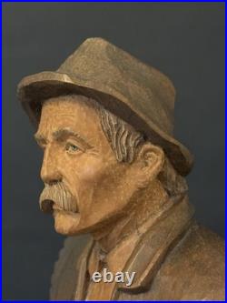 Vintage Hungarian Zoltan Szabo Hand Carved Wood Folk Art Man with Ax & Saw 16