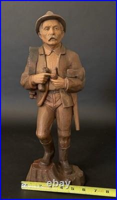 Vintage Hungarian Zoltan Szabo Hand Carved Wood Folk Art Man with Ax & Saw 16