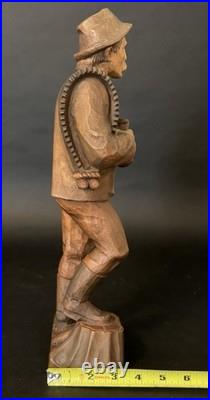 Vintage Hungarian Zoltan Szabo Hand Carved Wood Folk Art Man with Ax & Saw 16