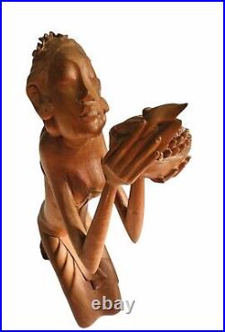 Vintage Indonesia Mas Bali Wood Carving Female by NIANA TILEM Gallery 12 inches